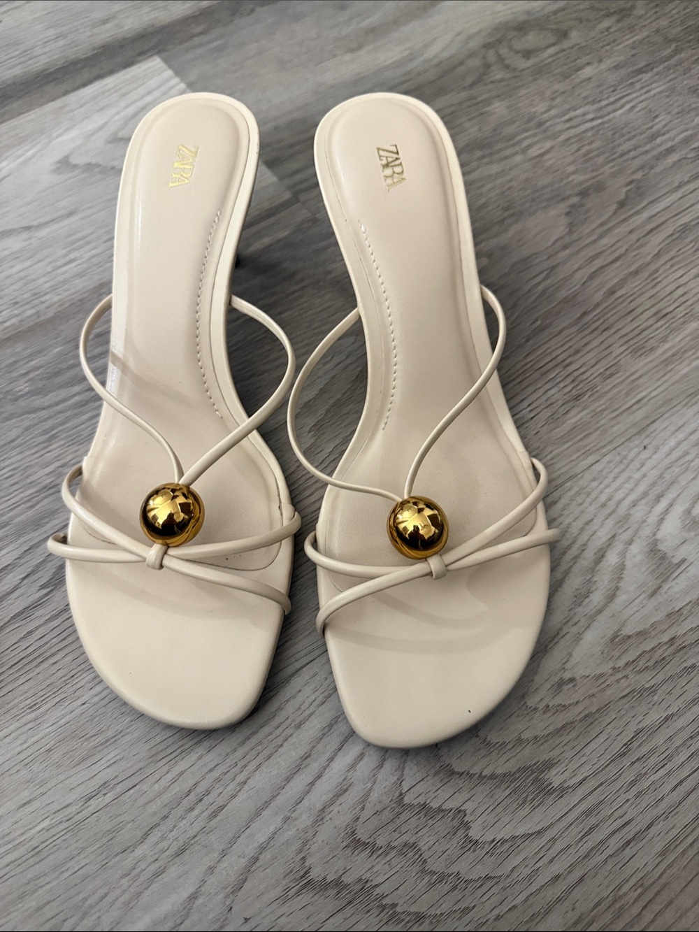 Cream nude with gold detail Zara heels